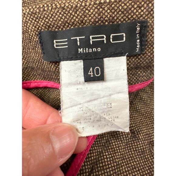 ETRO Women’s Brown Tweed Wool Cropped Flared Trousers Size 40 | Made in Italy - Picture 5 of 5